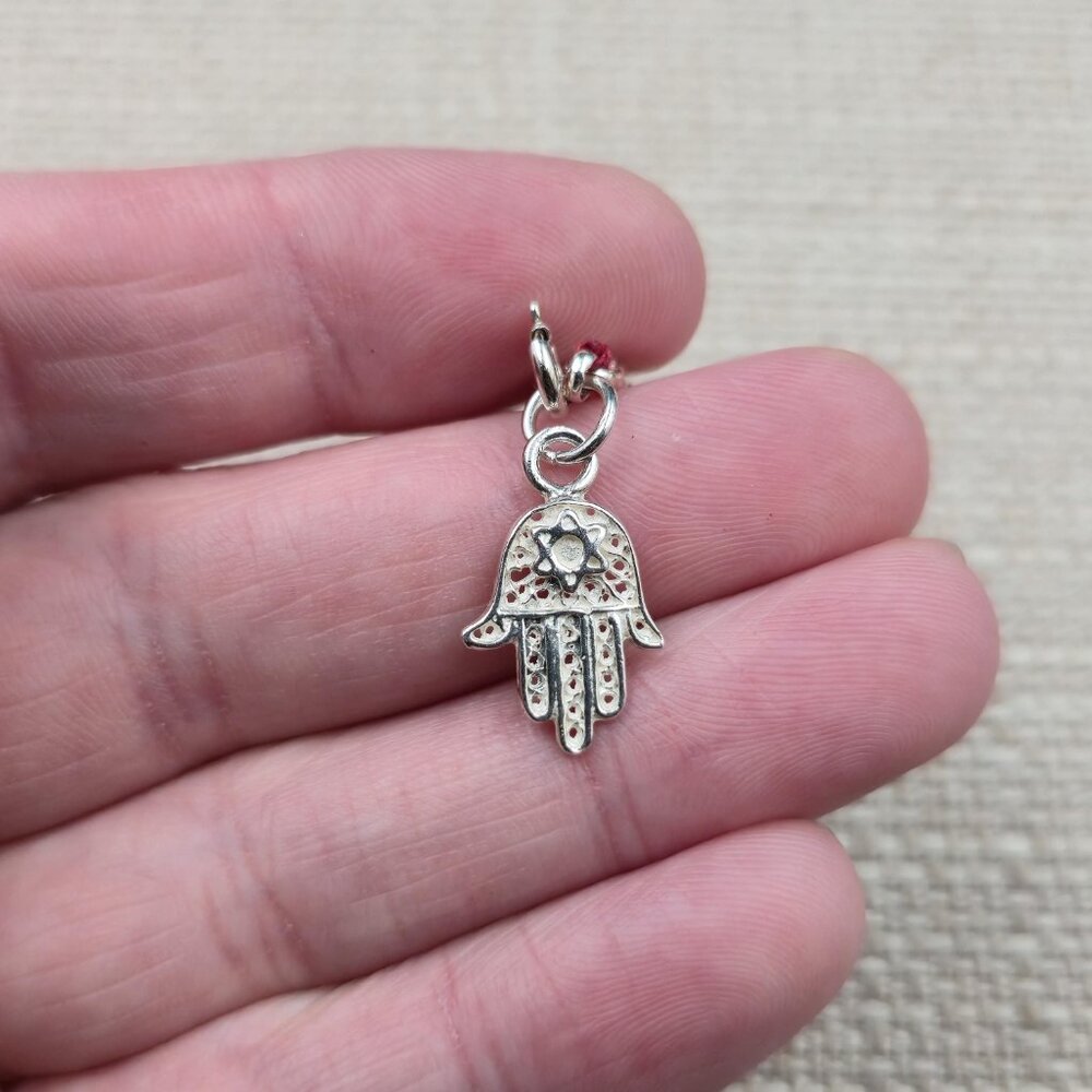 7 Inch Sterling Silver Hand of Fatima Chain Bracelet A7208 - Picture 3 of 7